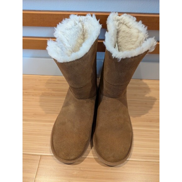 Koolaburra Ugg Aribel Short Shearling Suede Winter Boots Brown Women's 10 - Picture 3 of 13